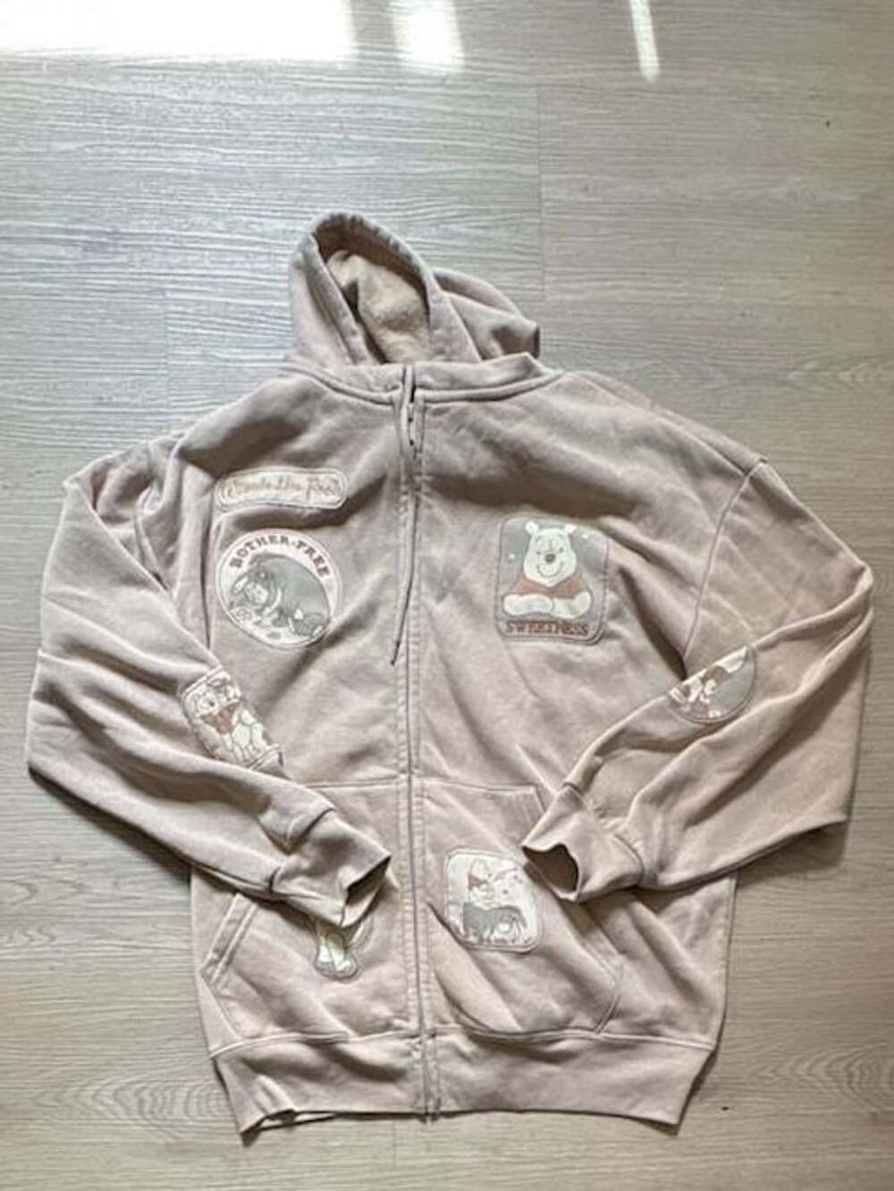 Disney Winnie the Pooh Multi Patch Full-Zip Hoodie Cream Size M